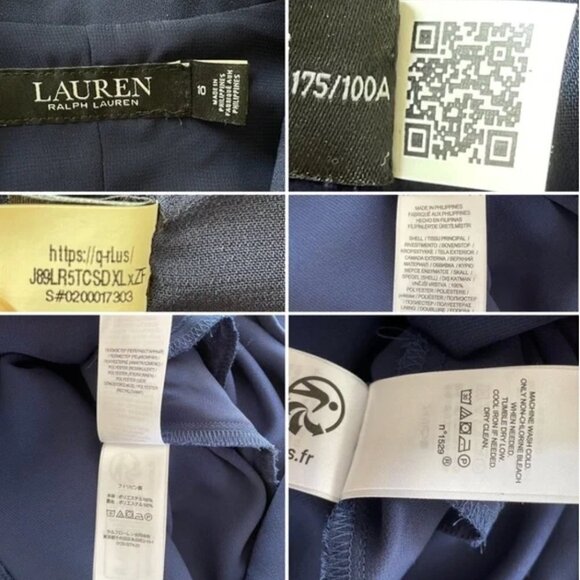 Lauren Ralph Lauren Belted Georgette Sleeveless Romper Refined Navy Size 10 - Picture 13 of 14